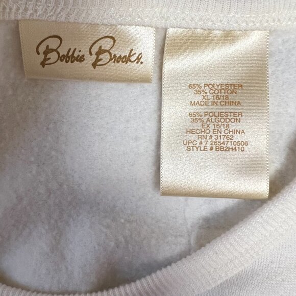 Vintage 90's Bobbie Brooks Cream Christmas Sweatshirt.  Size XL (16-18) - Picture 4 of 5